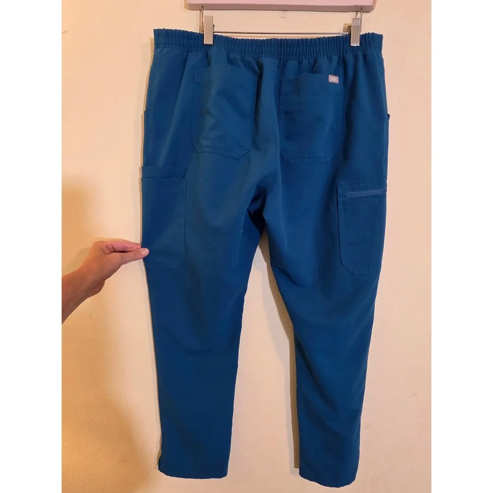 FIGS Technical Collection Yola Alps Blue Scrub Pants Size L TW2000R Orange Tied